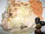 Receita Bimby - penne gratinada com salmão, cogumelos e delicias do mar