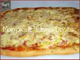 Receita Pizza de ananás, fiambre, milho e natas