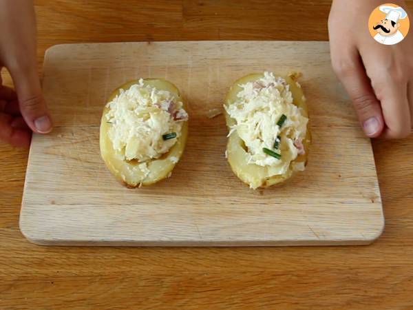 Batata recheada (creme de queijo com bacon) - Preparação Passo 4