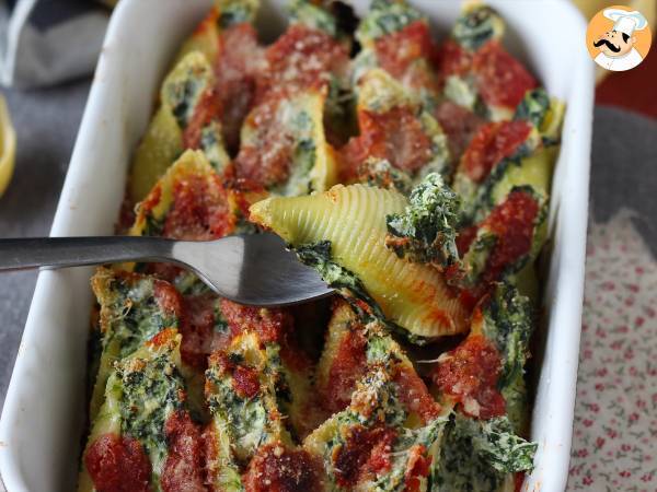 Conchiglione recheado de espinafre e ricotta - Preparação Passo 10